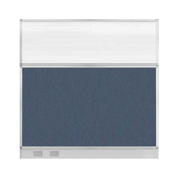Hush Panel Configurable Cubicle Partition 6' x 6' Ocean Fabric Clear Fluted Window w/ Cable Channel